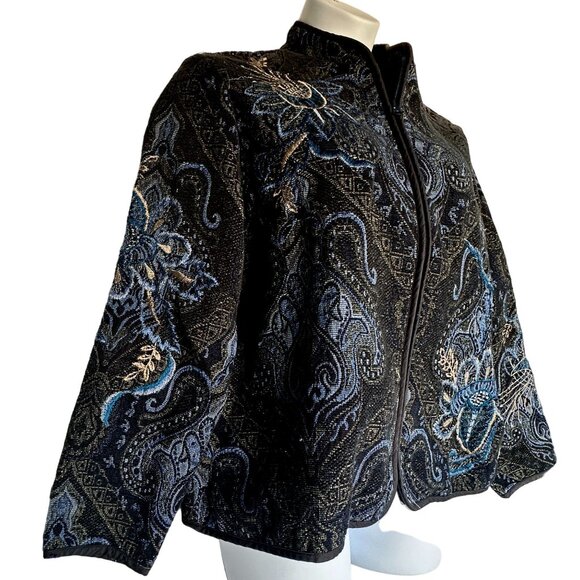 Coldwater Creek Vintage Embroidered Tapestry Floral Jacquard Jacket XL - Picture 3 of 8